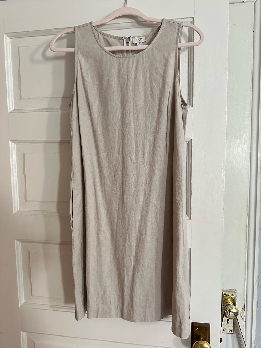 J. Crew Sleeveless Shift Dress in Light Beige